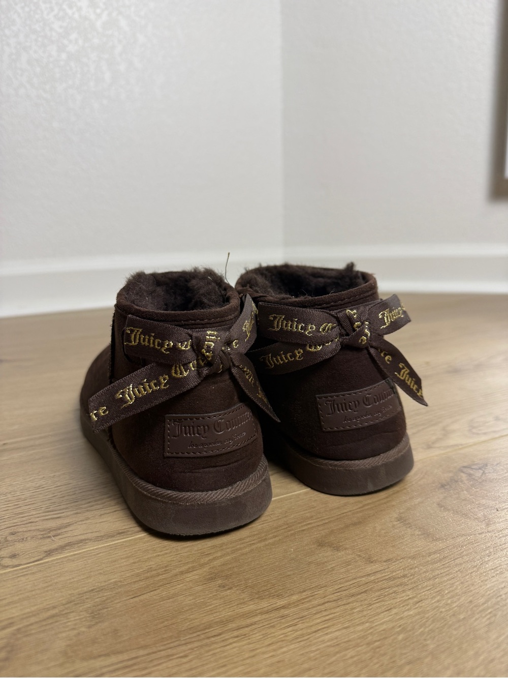 Juicy Couture Brown faux suede slip on ankle booties size 8